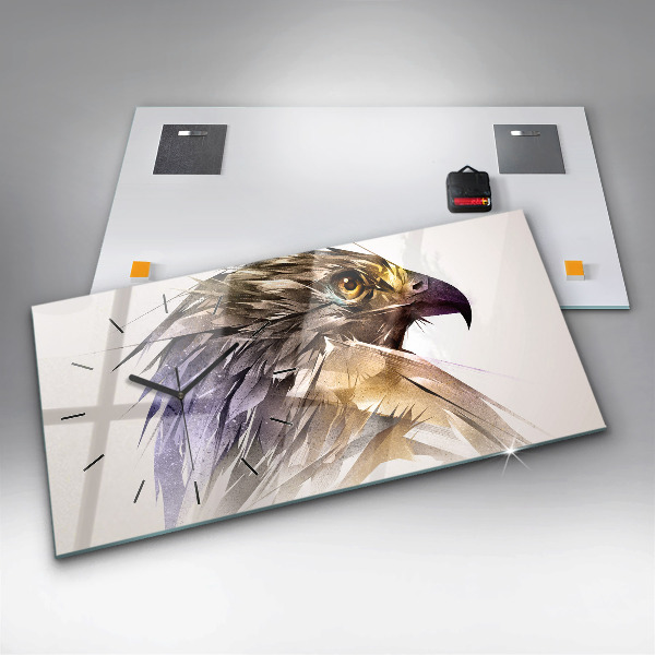 Ceas orizontale de perete din sticlă Pasăre de prădăre