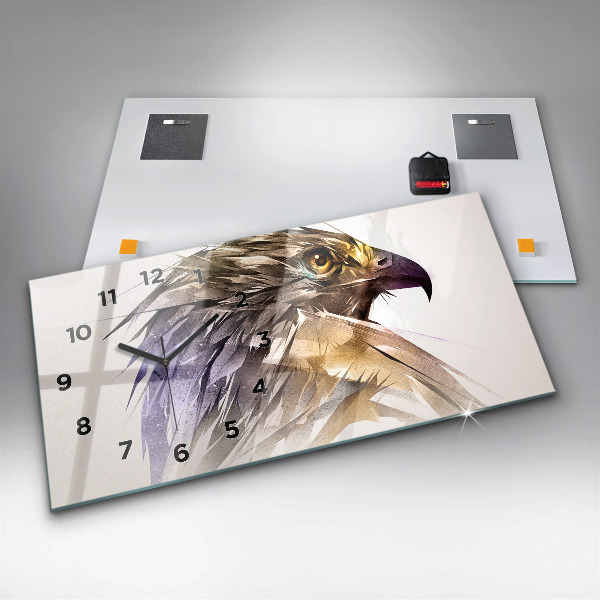 Ceas orizontale de perete din sticlă Pasăre de prădăre