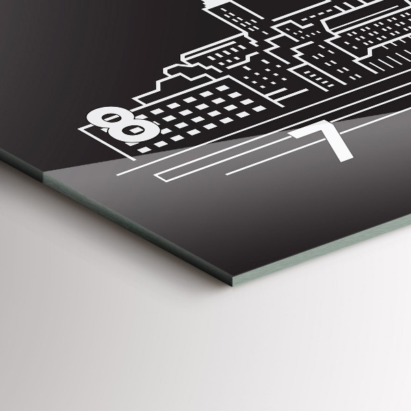 Ceas orizontale de perete din sticlă Desen orașul Ostrava