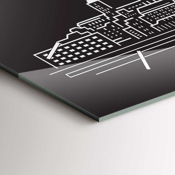 Ceas orizontale de perete din sticlă Desen orașul Ostrava