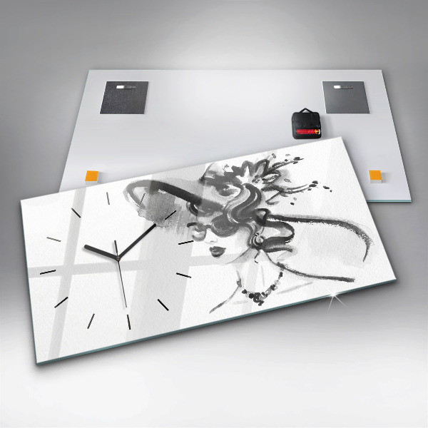 Ceas orizontale de perete din sticlă Femeie la modă