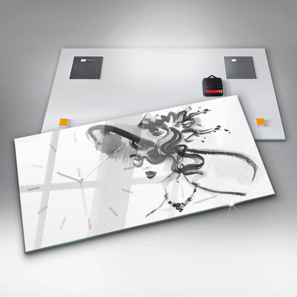 Ceas orizontale de perete din sticlă Femeie la modă