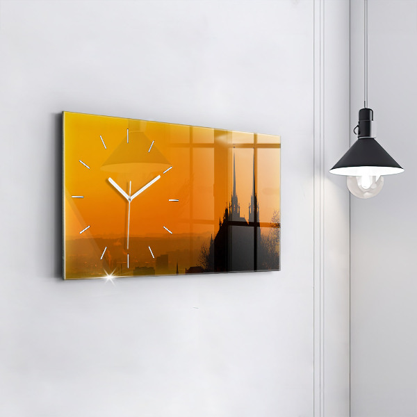 Ceas orizontale de perete din sticlă Vedere la Catedrala Brno
