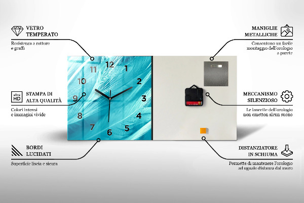 Ceas orizontale de perete din sticlă Cuplu în ploaie