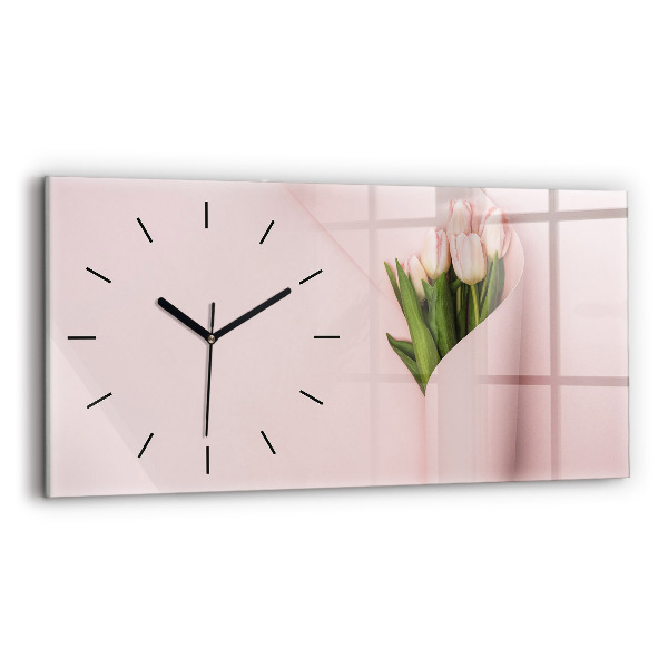 Ceas orizontale de perete din sticlă Buchet de flori