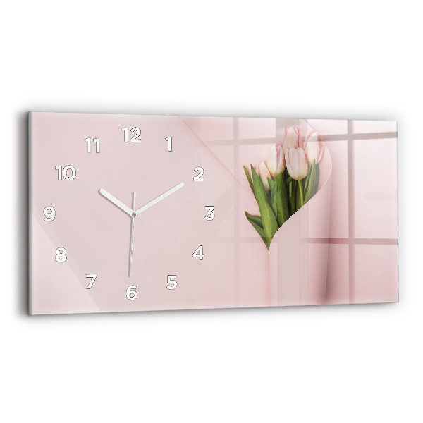 Ceas orizontale de perete din sticlă Buchet de flori
