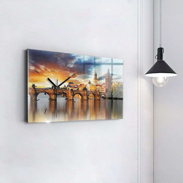 Ceas orizontale de perete din sticlă Panoramă peste râu