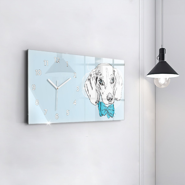 Ceas orizontale de perete din sticlă Cățeluș