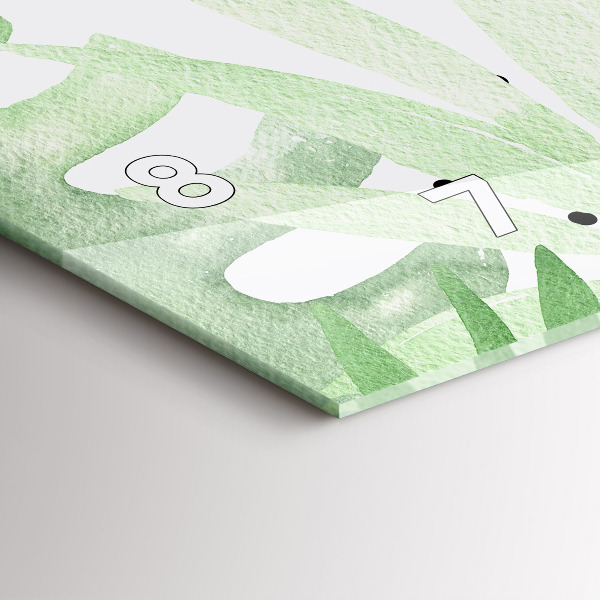 Ceas orizontale de perete din sticlă Frunze verzi