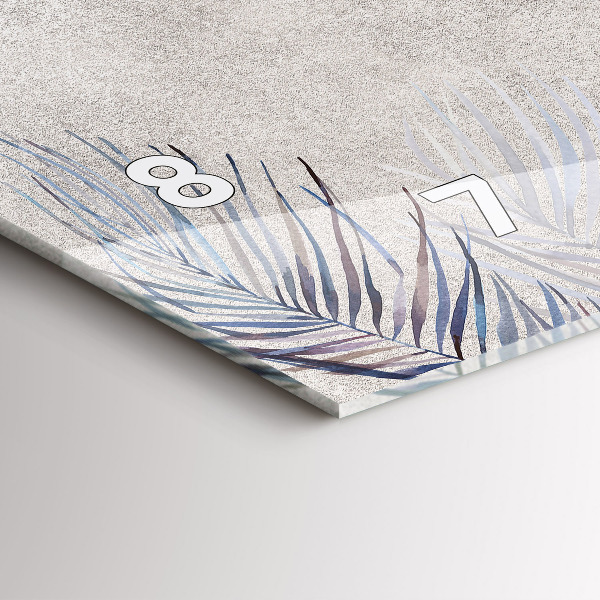 Ceas orizontale de perete din sticlă Frunza de palmier