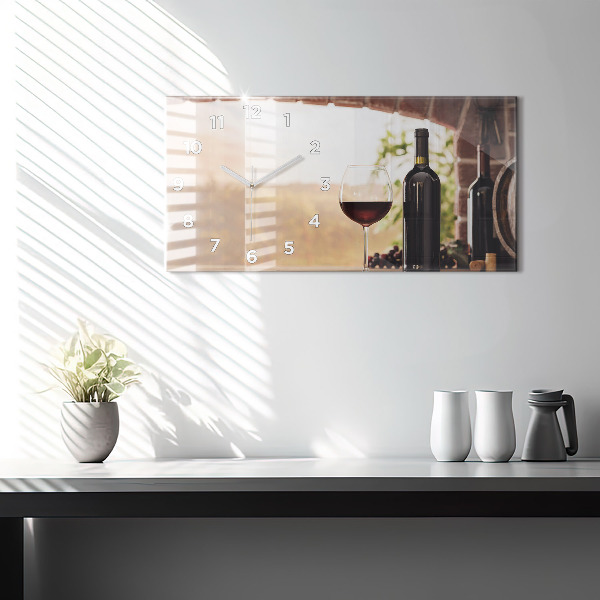 Ceas orizontale de perete din sticlă Sticle de vin