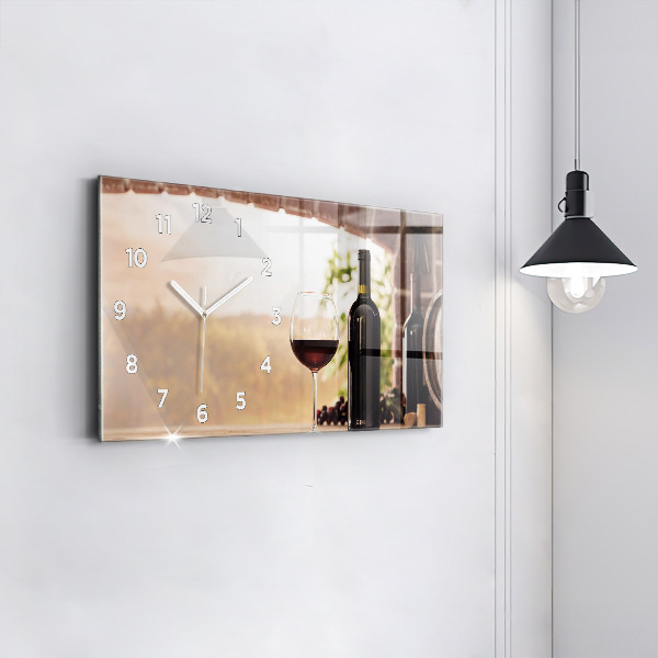Ceas orizontale de perete din sticlă Sticle de vin