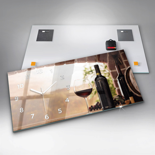 Ceas orizontale de perete din sticlă Sticle de vin