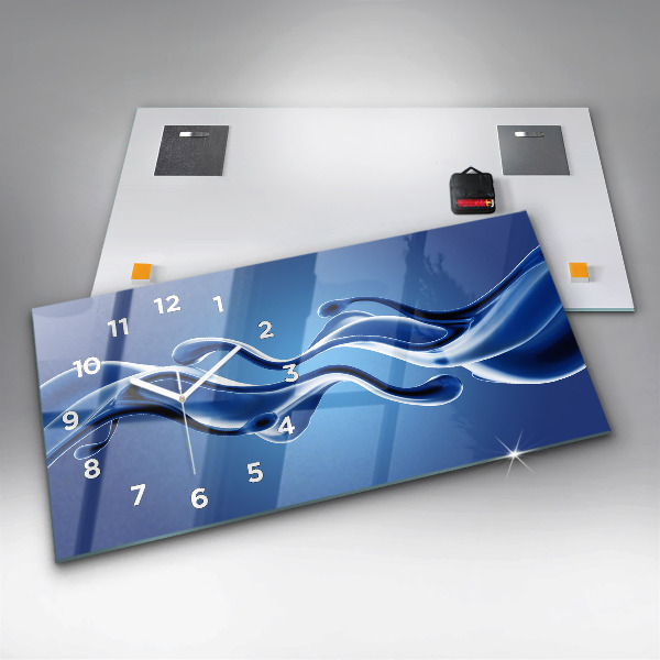 Ceas orizontale de perete din sticlă Abstracție lichidă