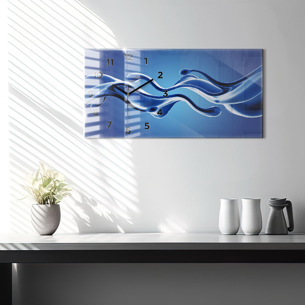 Ceas orizontale de perete din sticlă Abstracție lichidă