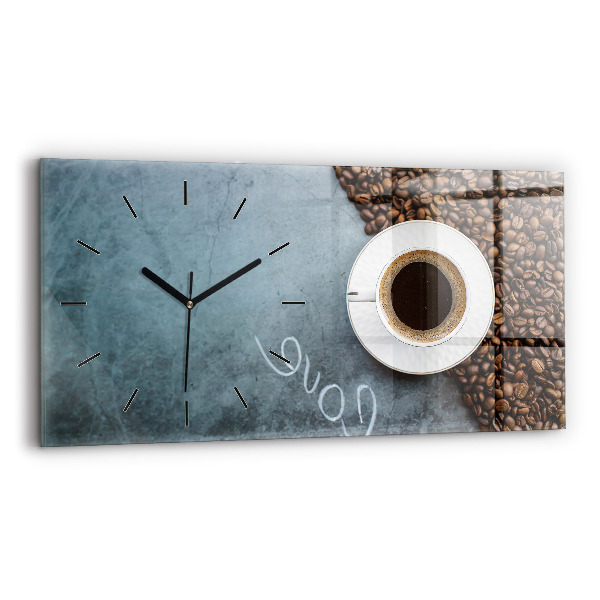 Ceas orizontale de perete din sticlă O ceașcă de cafea