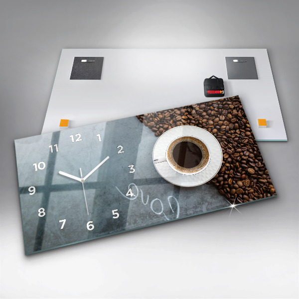 Ceas orizontale de perete din sticlă O ceașcă de cafea