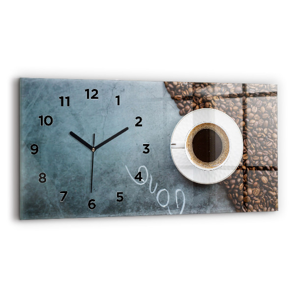 Ceas orizontale de perete din sticlă O ceașcă de cafea