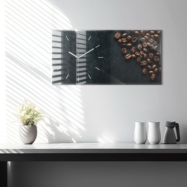 Ceas orizontale de perete din sticlă Boabe de cafea