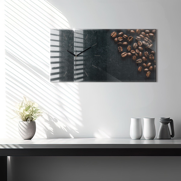Ceas orizontale de perete din sticlă Boabe de cafea