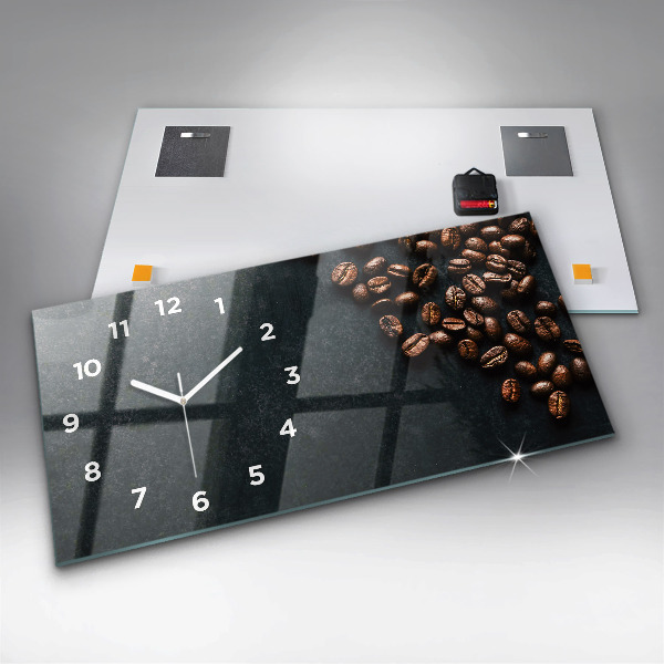 Ceas orizontale de perete din sticlă Boabe de cafea