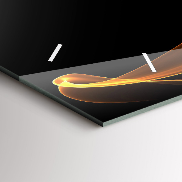 Ceas orizontale de perete din sticlă Linii portocalii