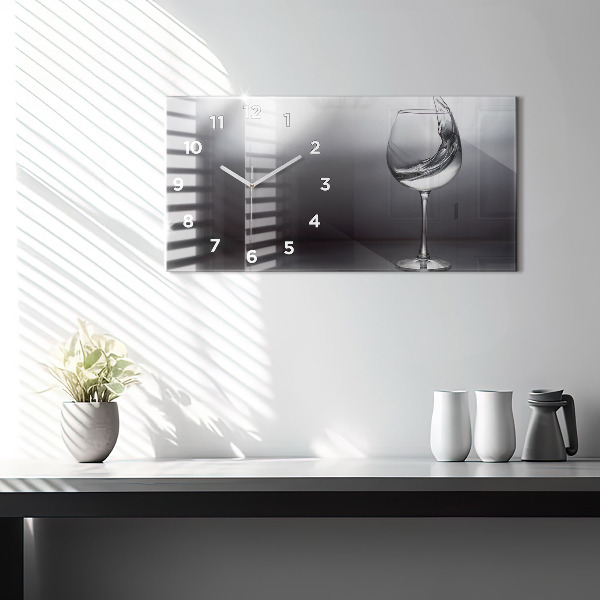 Ceas orizontale de perete din sticlă pahar de vin