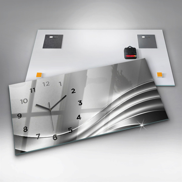 Ceas orizontale de perete din sticlă Abstracția argintului