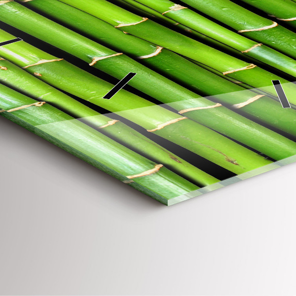 Ceas pătrat de perete din sticlă bambus asiatic