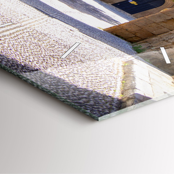 Ceas pătrat de perete din sticlă Strada pitoreasca din Rodos