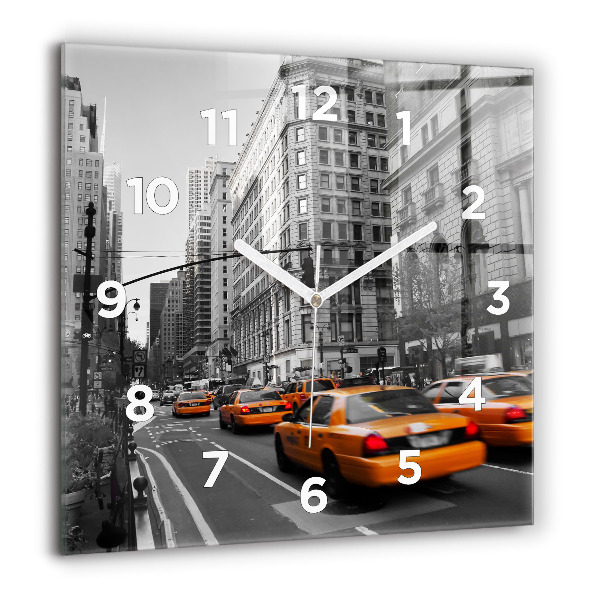 Ceas pătrat de perete din sticlă Manhattan și taxiuri