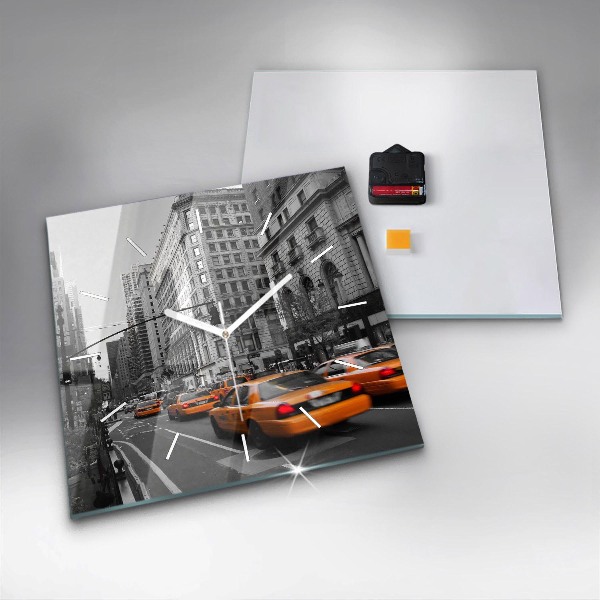 Ceas pătrat de perete din sticlă Manhattan și taxiuri