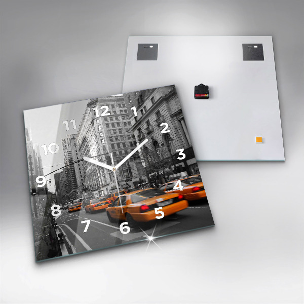 Ceas pătrat de perete din sticlă Manhattan și taxiuri