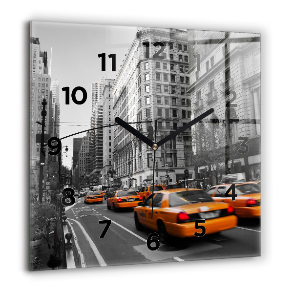 Ceas pătrat de perete din sticlă Manhattan și taxiuri