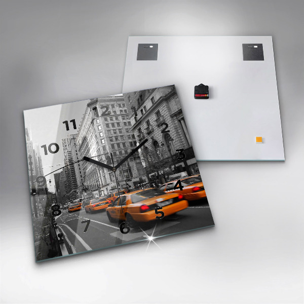 Ceas pătrat de perete din sticlă Manhattan și taxiuri