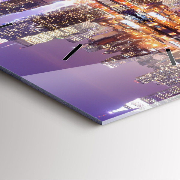 Ceas pătrat de perete din sticlă Orașul New York noaptea