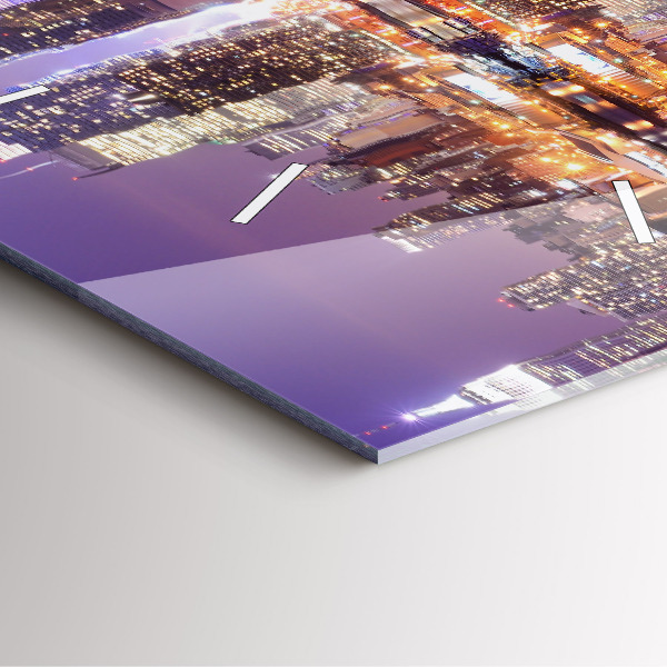 Ceas pătrat de perete din sticlă Orașul New York noaptea