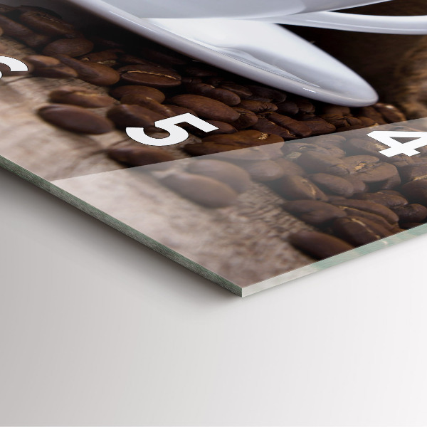 Ceas pătrat de perete din sticlă O ceașcă de cafea