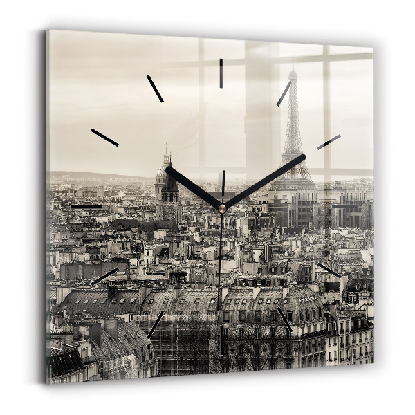 Ceas pătrat de perete din sticlă Peisaj panoramic din Paris