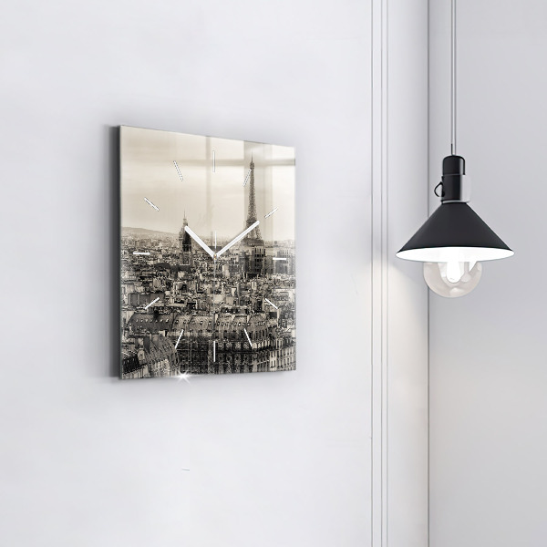 Ceas pătrat de perete din sticlă Peisaj panoramic din Paris