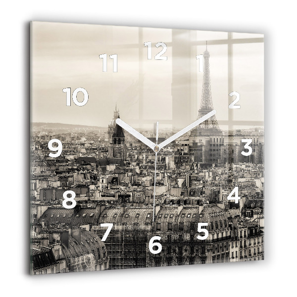 Ceas pătrat de perete din sticlă Peisaj panoramic din Paris