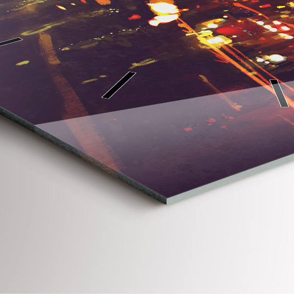 Ceas pătrat de perete din sticlă Oraș pictat