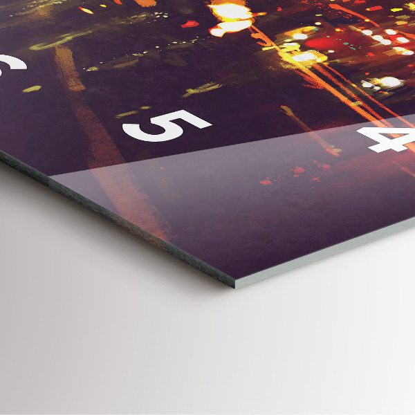 Ceas pătrat de perete din sticlă Oraș pictat