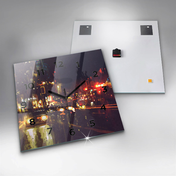 Ceas pătrat de perete din sticlă Oraș pictat