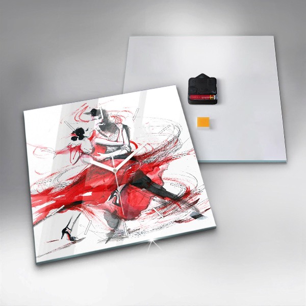 Ceas pătrat de perete din sticlă Cuplu dansator