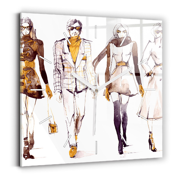 Ceas pătrat de perete din sticlă Femeie și bărbat