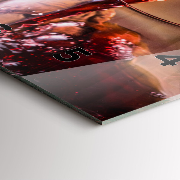 Ceas pătrat de perete din sticlă Un pahar de vin roșu