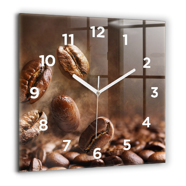 Ceas pătrat de perete din sticlă Boabe de cafea