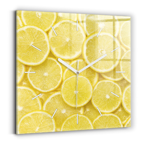 Ceas pătrat de perete din sticlă Felii de lamaie