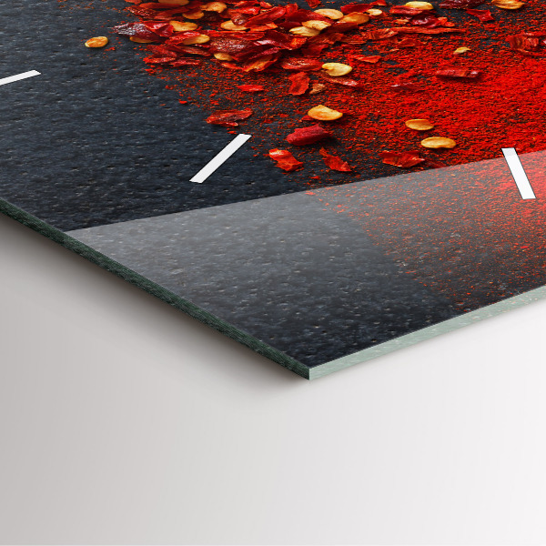 Ceas pătrat de perete din sticlă Condiment cu ardei roșu